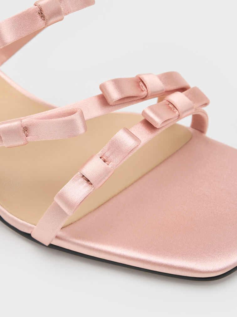 Jessy Bow Heeled Sandals, Pink, hi-res