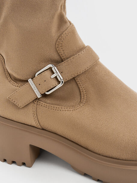 Evan Faux Suede Platform Ankle Boots, Sand, hi-res
