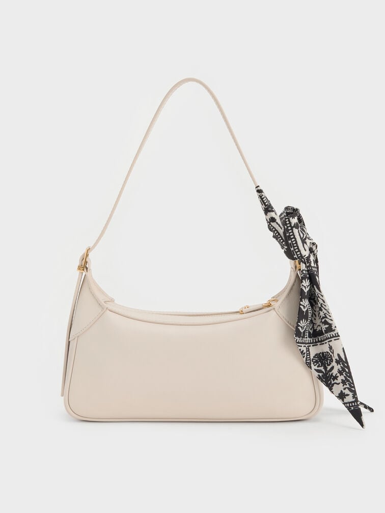 Cerese Leather Scarf-Handle Shoulder Bag, Chalk, hi-res