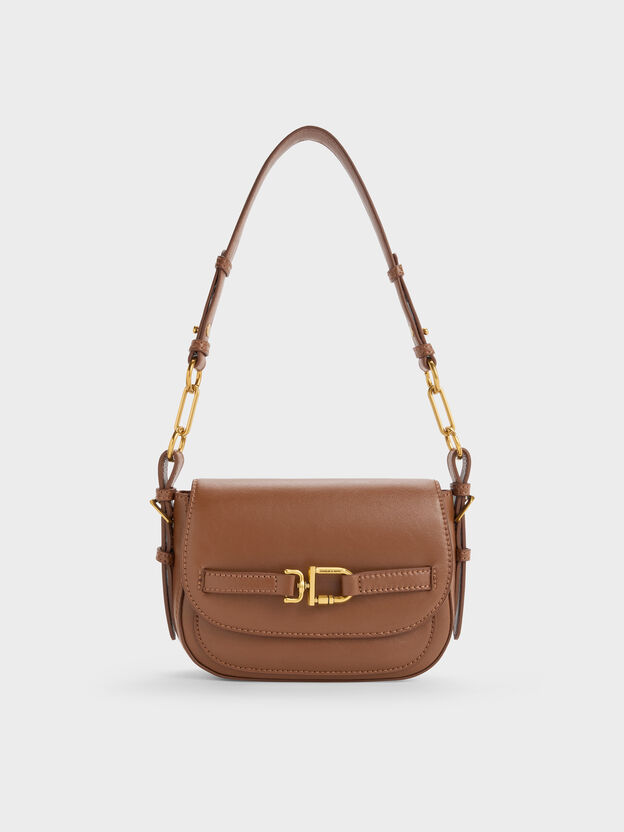 Gwynne Metallic-Accent Crossbody Bag, Chocolate, hi-res