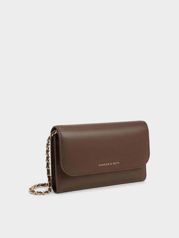 Octavia Front Flap Long Wallet, Dark Brown, hi-res