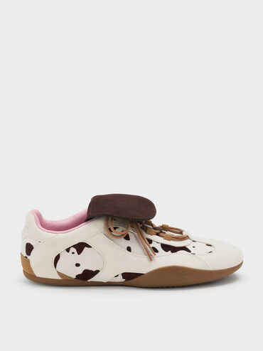 Calf Hair & Suede Cow-Print Top-Flap Sneakers, Multi, hi-res