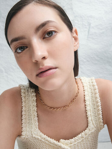 Nyra Mixed-Link Chain Necklace, Rose Gold, hi-res