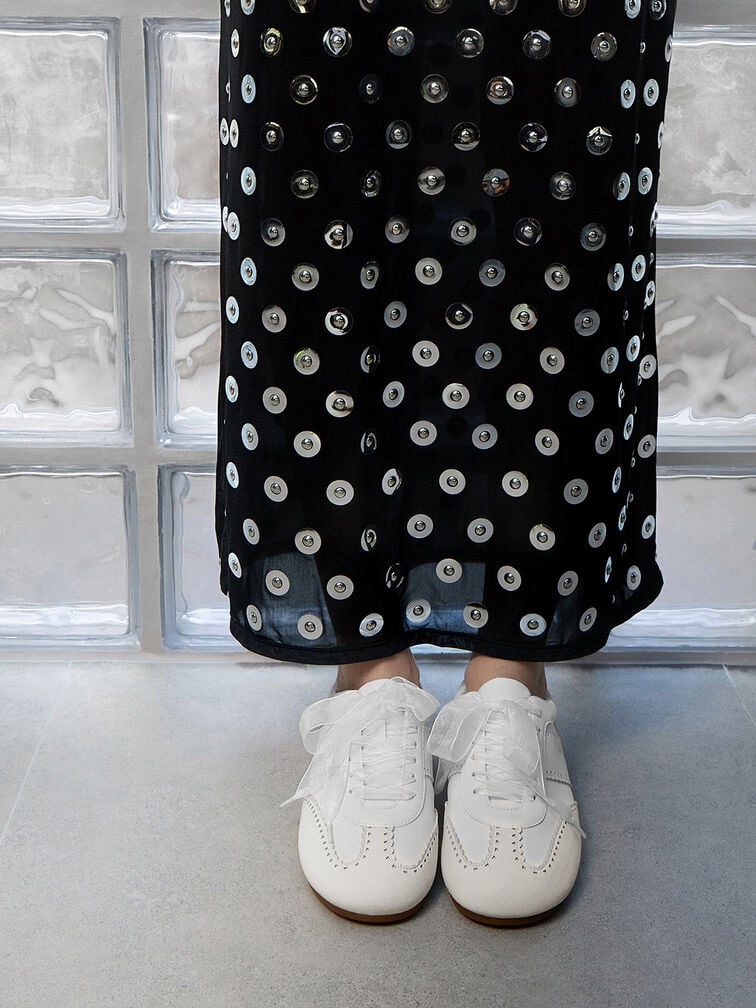 Cece Heart-Motif Sheer-Lace Sneakers, White Cece Heart-Motif Sheer-Lace Sneakers, White, hi-res