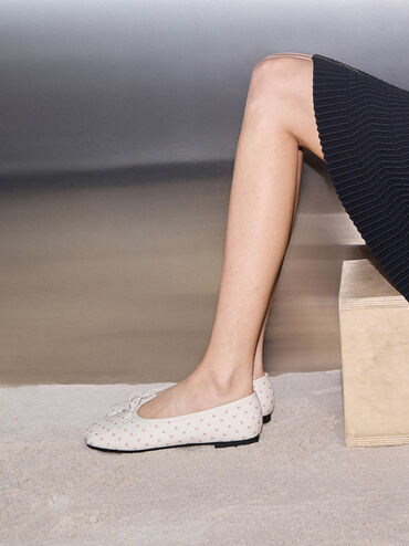 Floral-Print Bow Ballet Flats, Multi, hi-res
