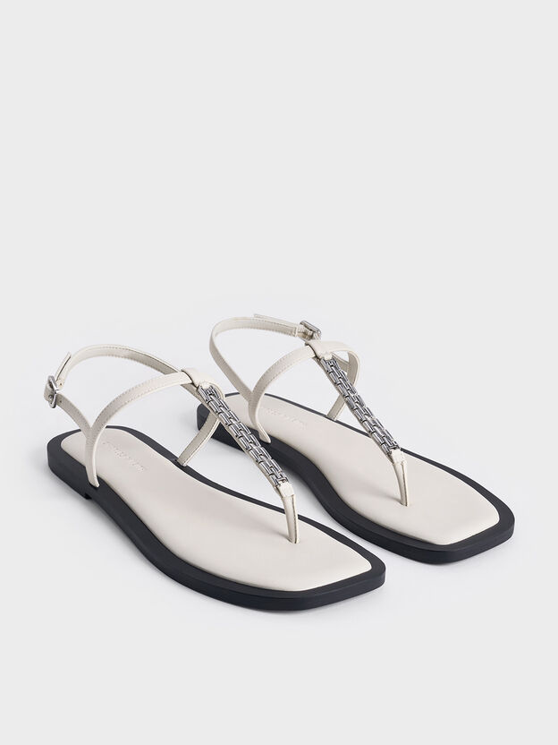 Chain-Link Thong Sandals, Chalk, hi-res