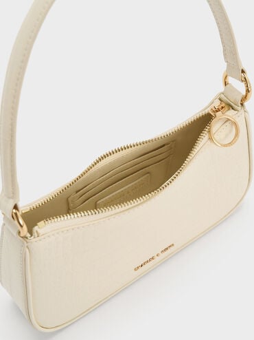 Elspeth Croc-Effect Chain-Link Shoulder Bag, Cream Croco, hi-res