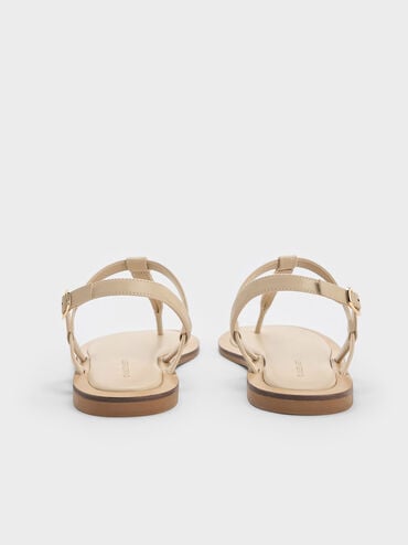 Trifina Metallic-Accent Thong Sandals, Taupe, hi-res