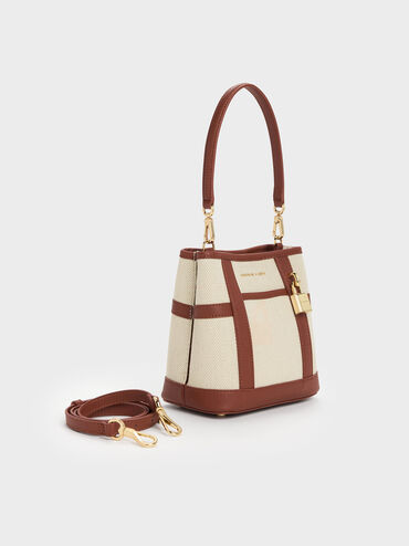 Scottie Canvas Bucket Bag, Brick, hi-res