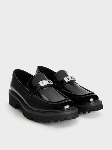 Lando Metallic-Accent Platform Loafers, Black Box, hi-res