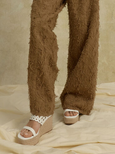 Cut-Out Espadrille Wedges, White, hi-res