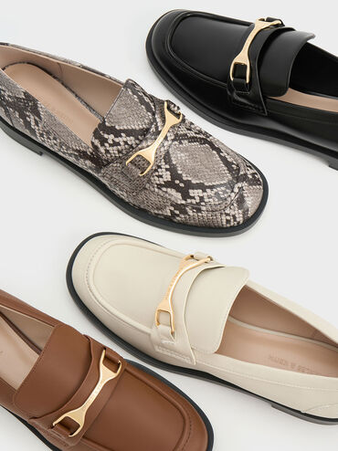 Leslie Metallic-Accent Loafers, Chalk, hi-res