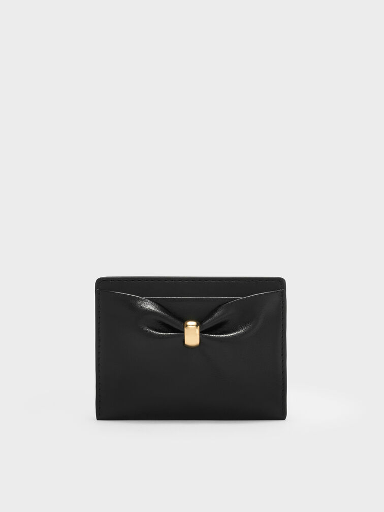 Halsey Ruched Card Holder, Black, hi-res