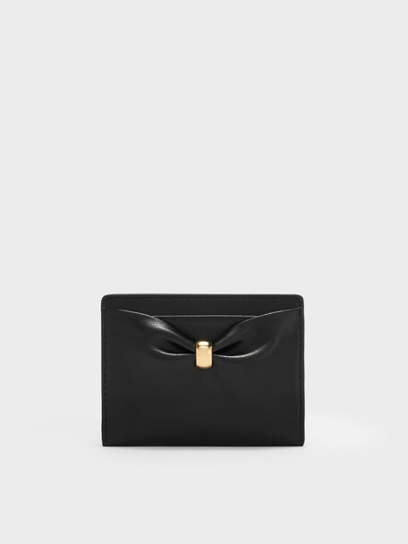 Halsey Ruched Card Holder, Black, hi-res
