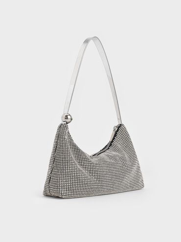 Crystal-Embellished Two-Way Bag, Silver, hi-res