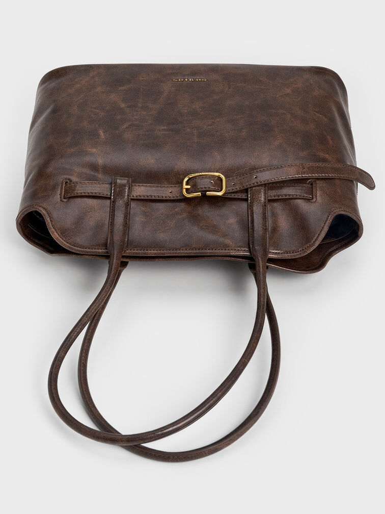 Victoria Belted Trapeze Tote Bag, Distressed Coffee, hi-res