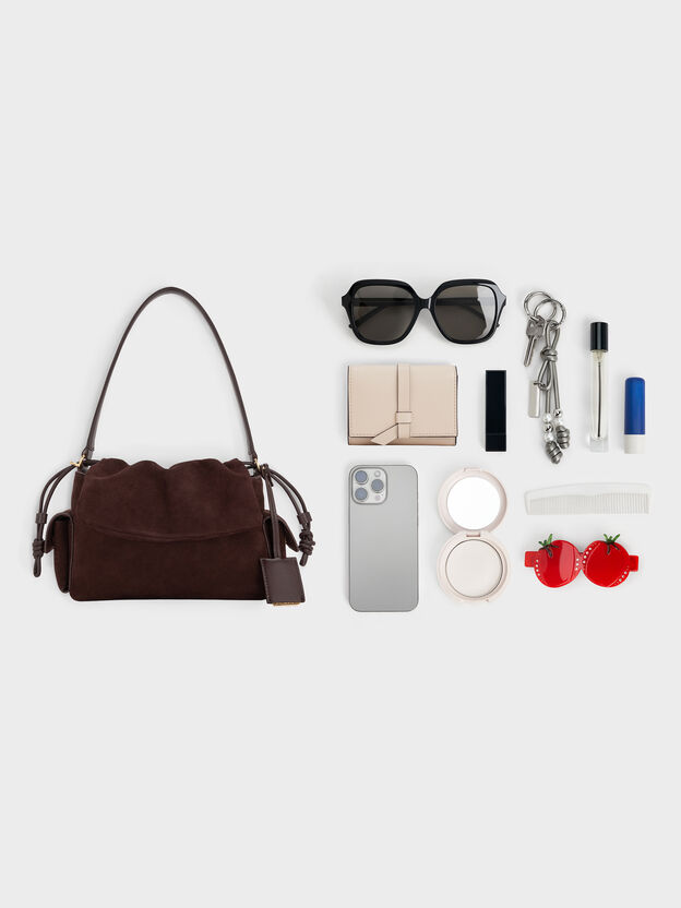 Khai Ruched Top Handle Bag, Espresso Brown, hi-res