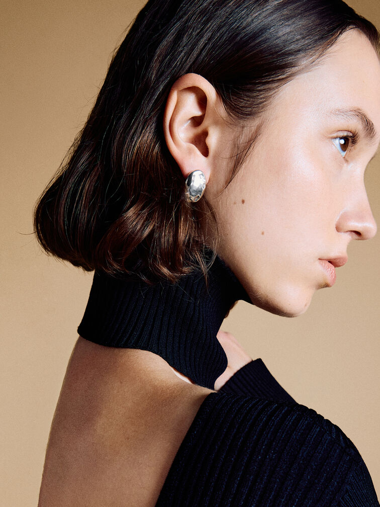 Ottilie Crystal Sculptural Stud Earrings, Silver, hi-res