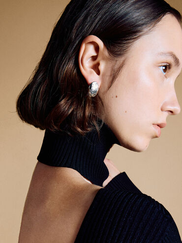 Ottilie Crystal Sculptural Stud Earrings, Silver, hi-res