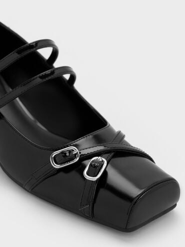 Janis Double-Strap Mary Jane Pumps, Black Box, hi-res