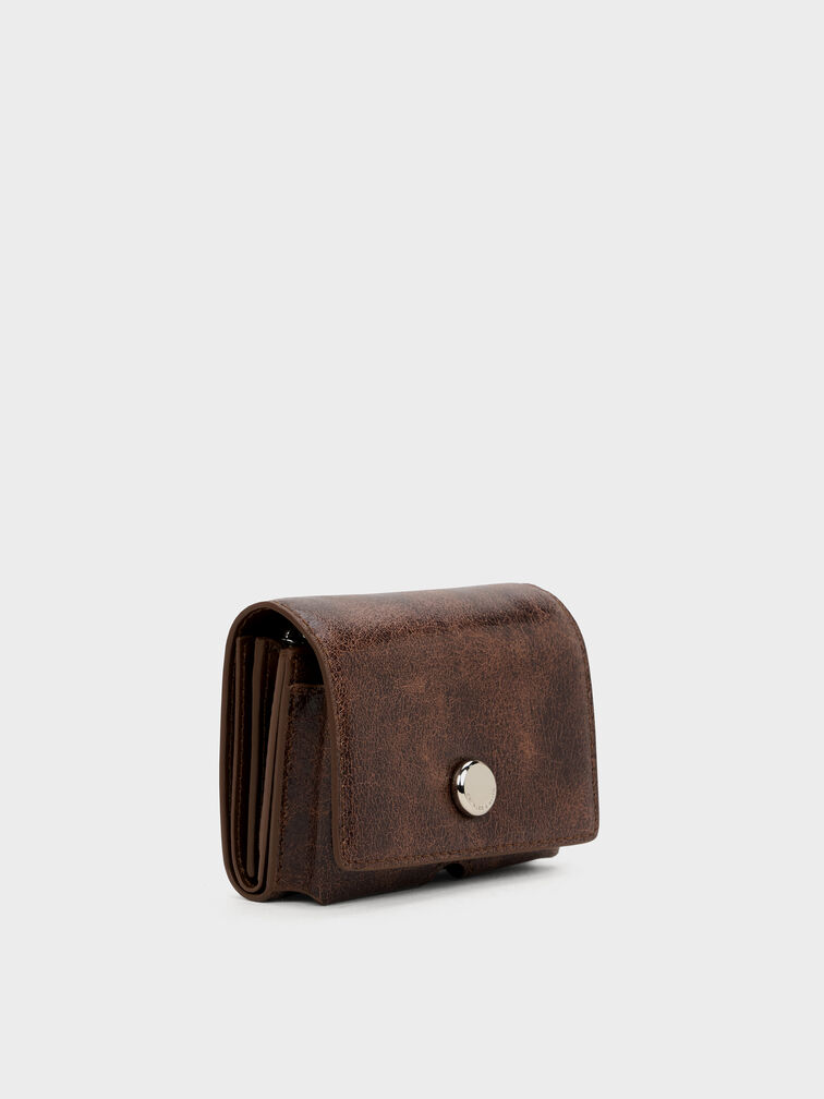 Zevon Knotted-Strap Wallet On Chain, Distressed Coffee, hi-res
