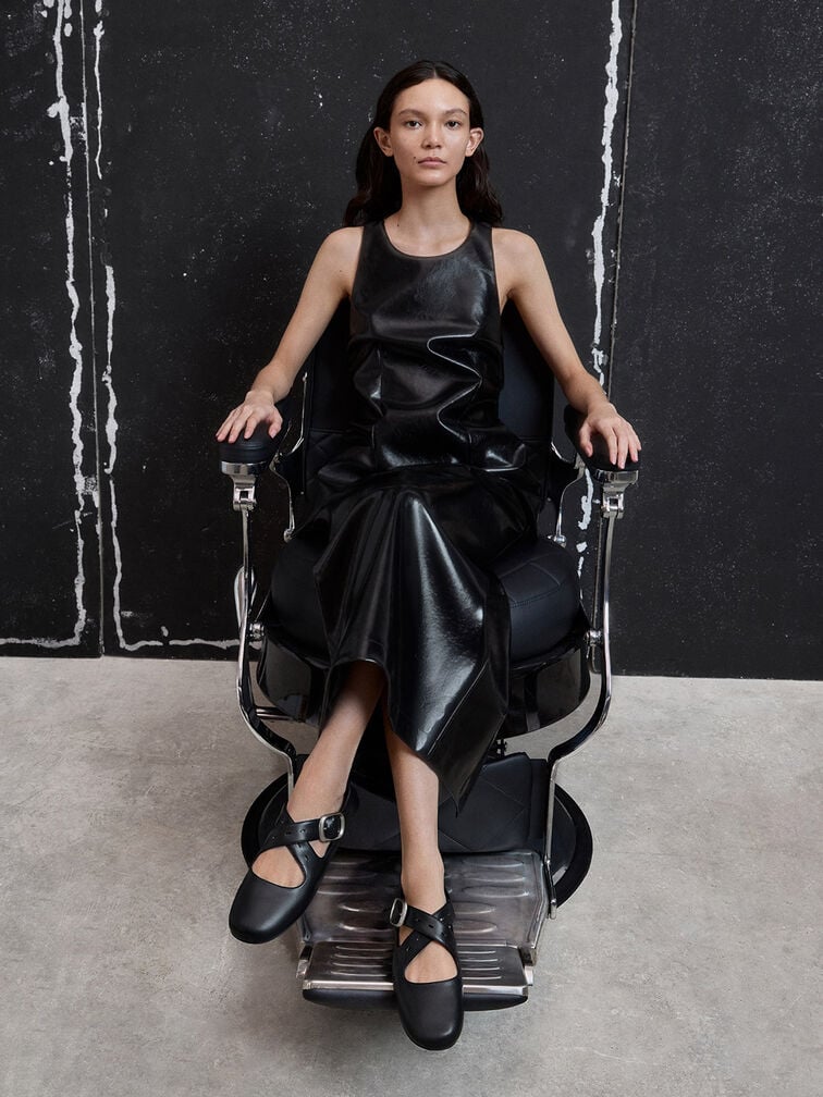 Crossover-Strap Mary Janes, Black, hi-res