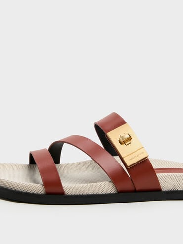 Aelin Canvas Metallic-Buckle Strappy Sandals, Multi, hi-res