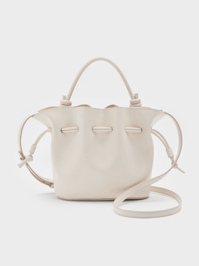 Sammie Drawstring Bucket Bag, Cream, hi-res