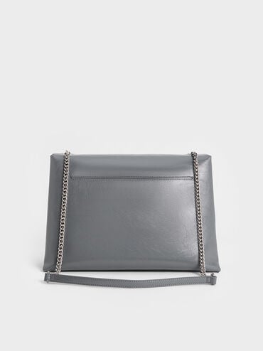 Sianna Chain-Handle Shoulder Bag, Grey, hi-res