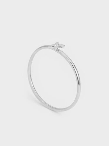Felicity Flower-Motif Crystal Bangle, Silver, hi-res