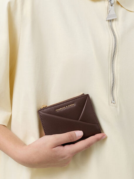 Midori Geometric Small Wallet, Espresso Brown, hi-res