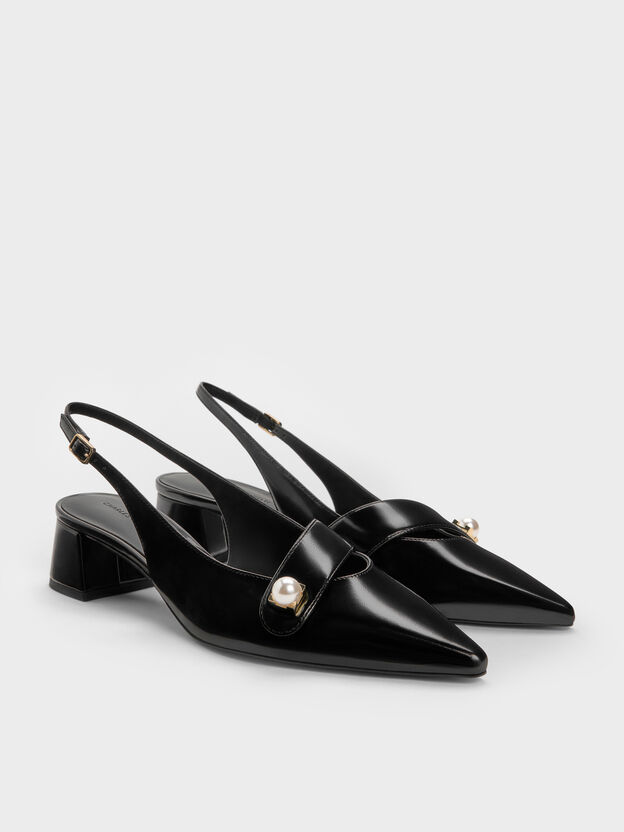 Marie Pearl Slingback Pumps, Black Box, hi-res