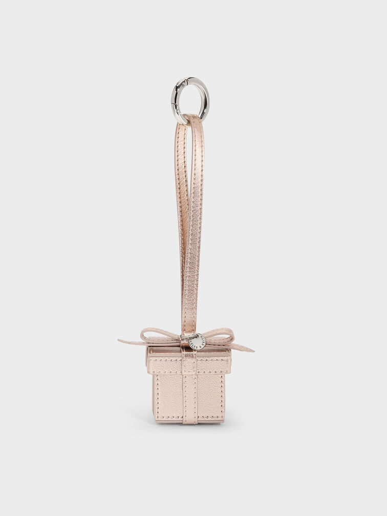 Metallic Gift Box Charm, Rose Gold, hi-res