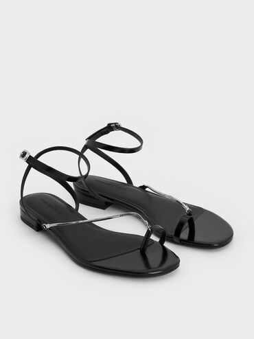 Chain-Strap Toe-Ring Sandals, Black Box, hi-res