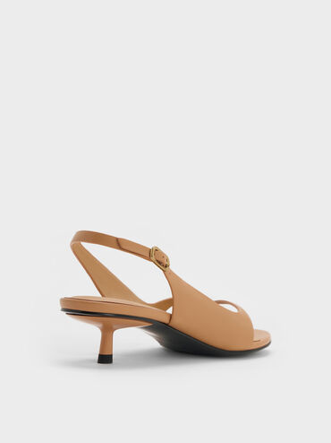 Rayne Square-Toe Kitten-Heel Thong Slingback Sandals, Cognac, hi-res