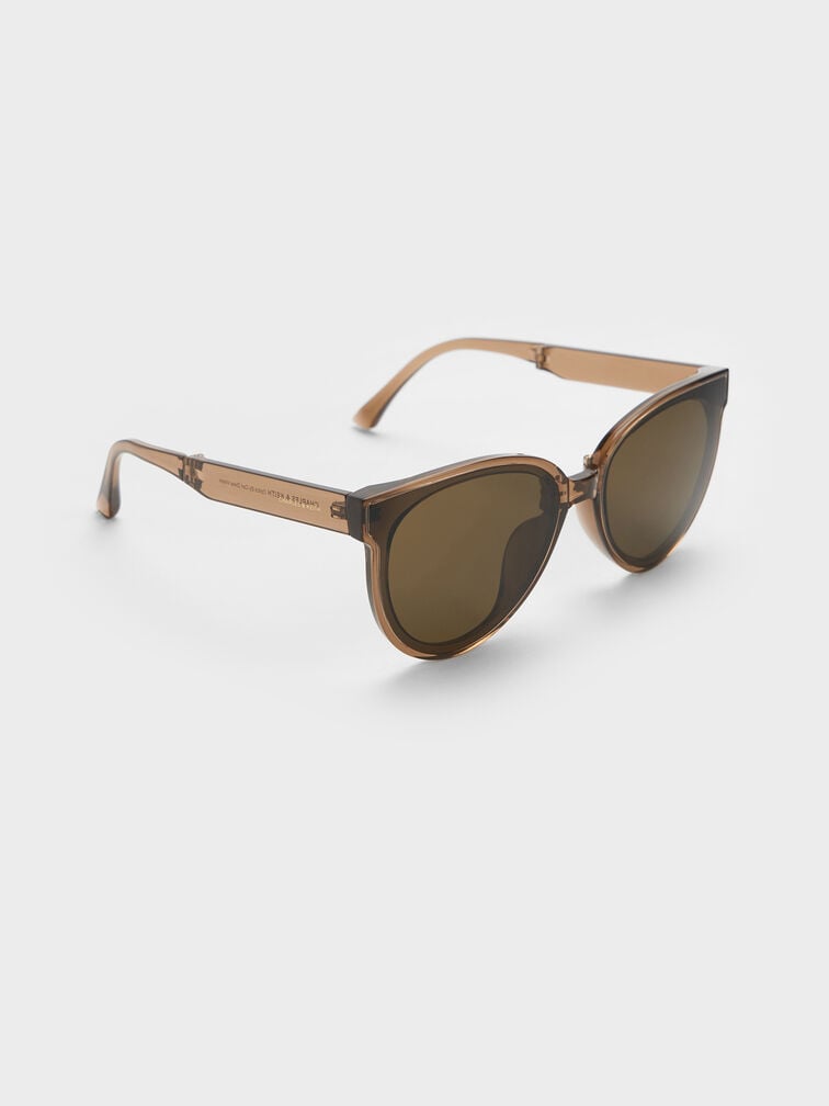 Brea Foldable Aviator Sunglasses, Chestnut Brown, hi-res