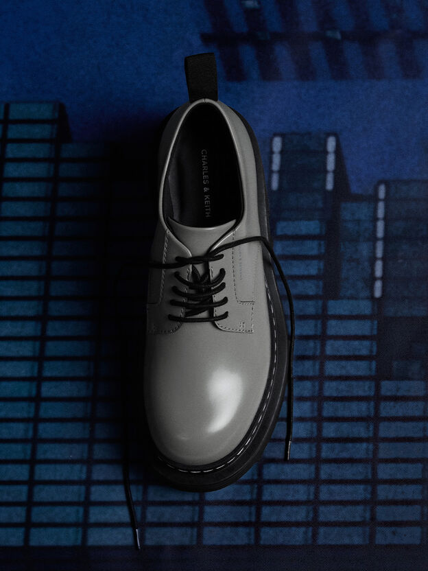 Lace-Up Platform Derbys, Grey, hi-res