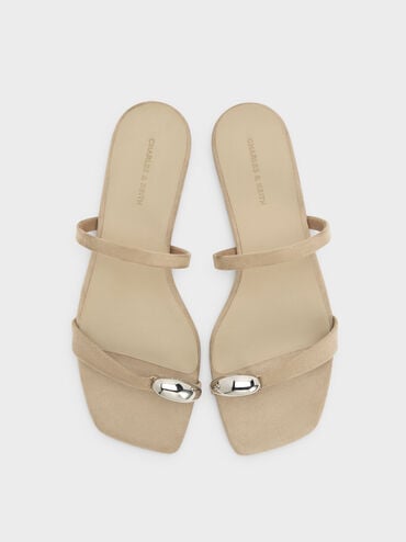 Raina Faux Suede Toe-Ring Sandals, Taupe, hi-res