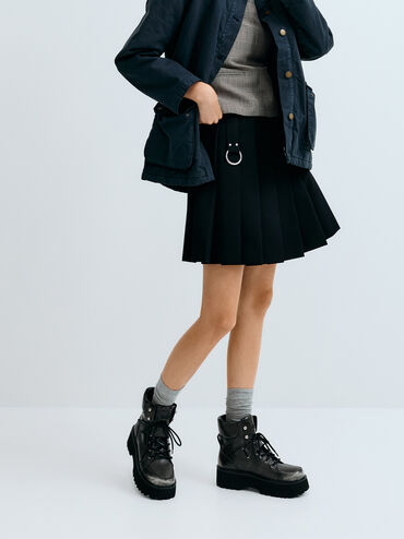 Eliot Platform Combat Boots, Grey, hi-res