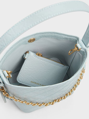 Duo Quilted Chain Bucket Bag, Sea Salt Blue, hi-res