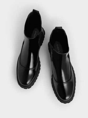 Ridged-Sole Chelsea Boots, Black, hi-res