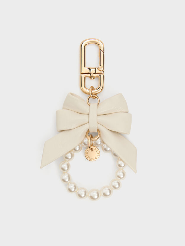 Halsey Bow-Pearl Charm, Cream, hi-res