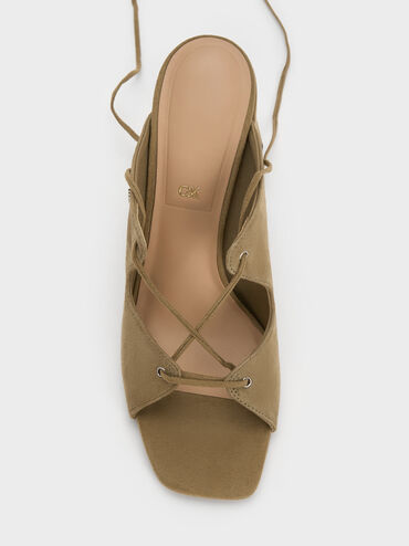 Jianna Suede Heeled Sandals, Military Green, hi-res