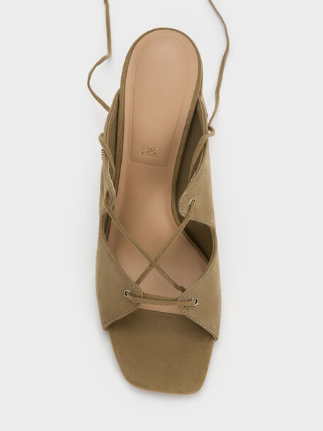 Jianna Suede Heeled Sandals, Military Green, hi-res