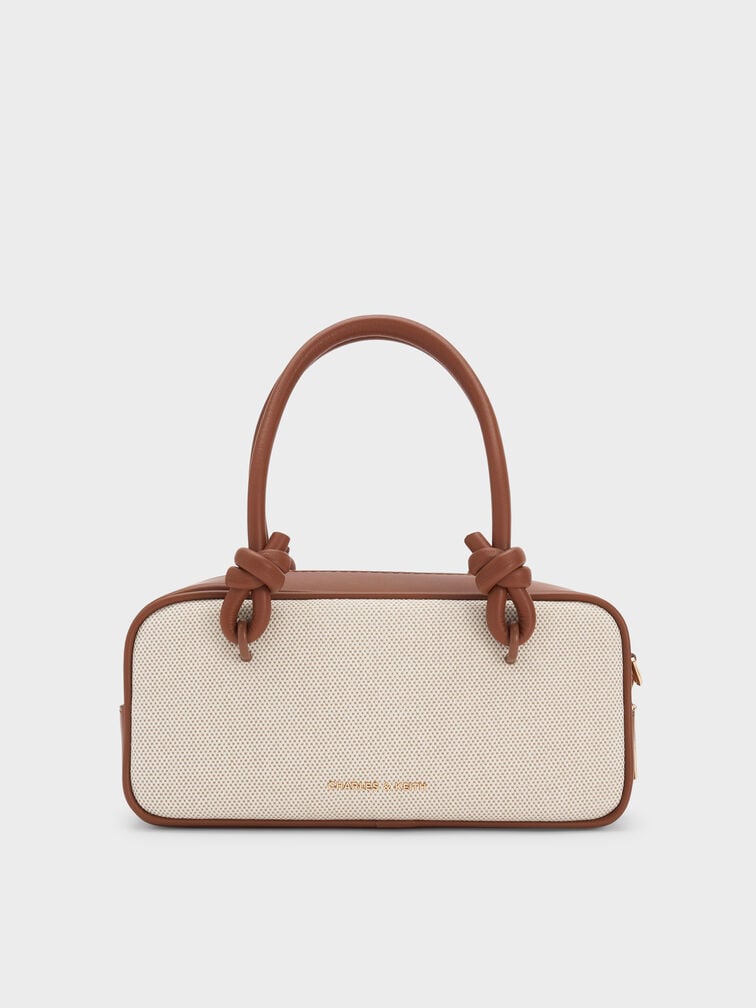 Sammie Canvas Knotted-Handle Elongated Bag, Taupe Canvas, hi-res