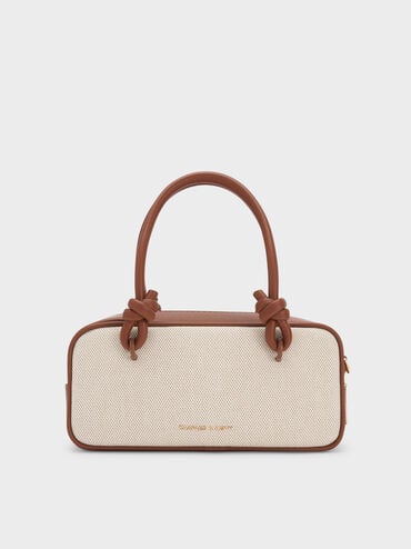 Sammie Canvas Knotted-Handle Elongated Bag, Taupe Canvas, hi-res