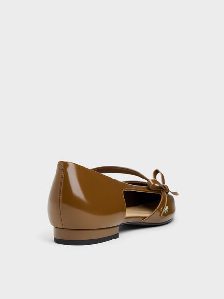 Anastasia Leather D'Orsay Flats, Brown, hi-res