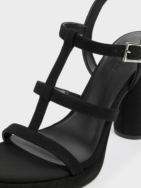 Aether Faux Suede Platform Sandals, Black Textured, hi-res