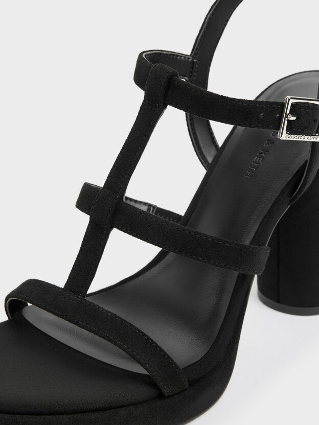 Aether Faux Suede Platform Sandals, Black Textured, hi-res