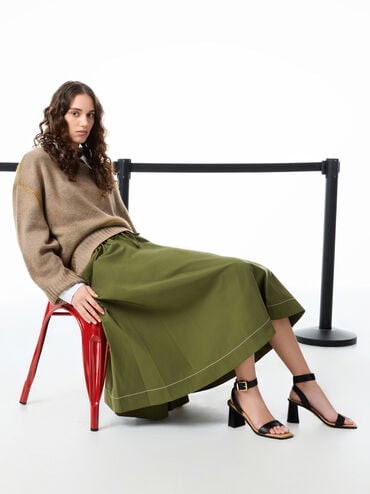 Leather Block-Heel Ankle-Strap Sandals, Black, hi-res